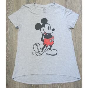 DISNEY MICKEY MOUSE T Shirt Size XL Women*  Hi Lo Classic Short Sleeve Gray